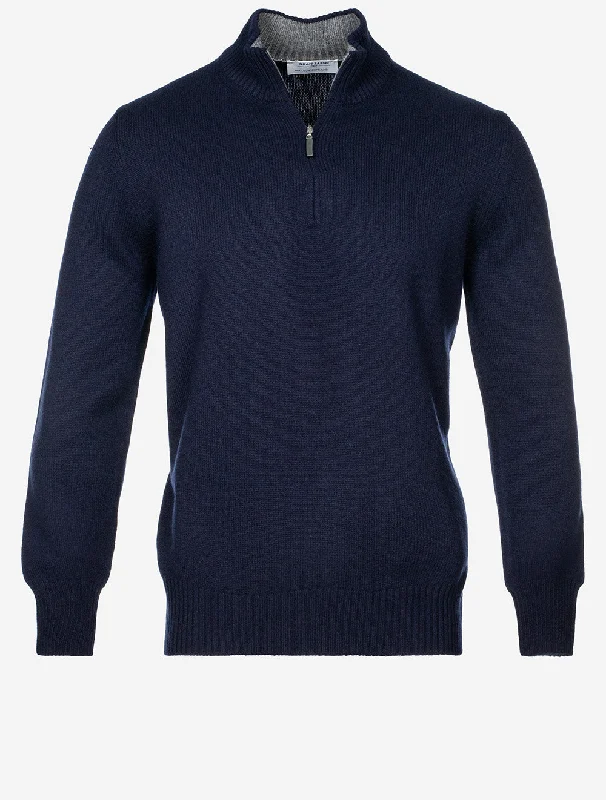 Pullover mit halbem Reißverschluss Marineblau