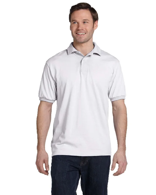 Hanes Jersey Knit Polo Shirt | White