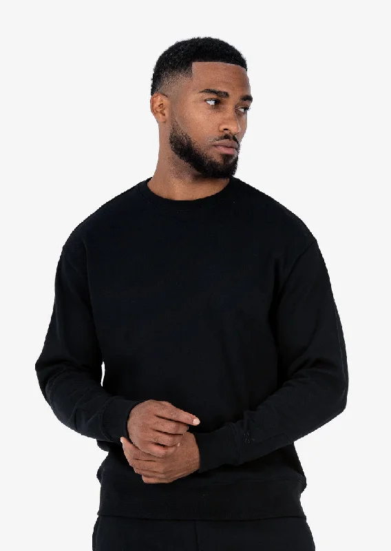 Mens Premium Textured Crew Neck Sweat Black