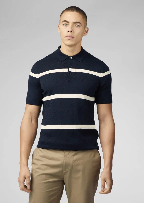 Argyle stripe polo - dark navy