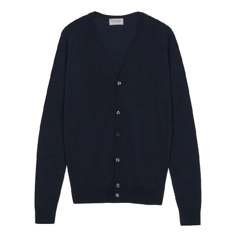 Midnight Navy Extrafine Merino Wool Cardigan Sweater