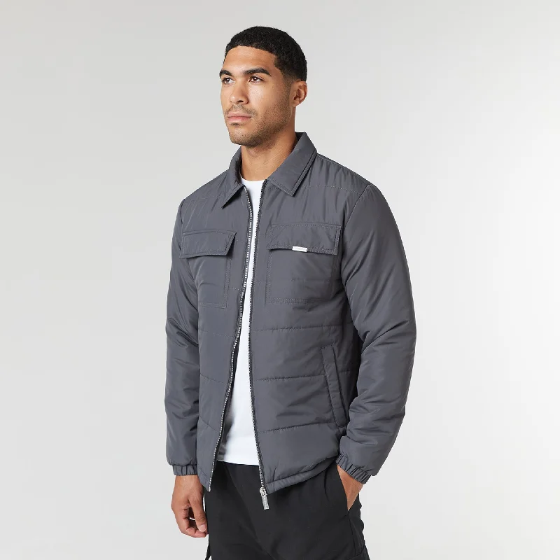 Quilted Overshirt Jacket | Charcoal