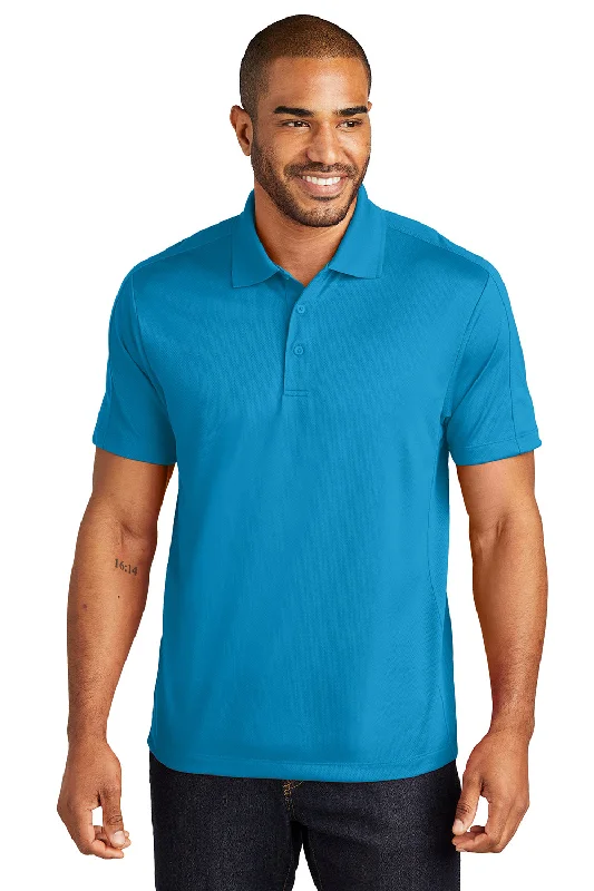 Port Authority Mens Moisture Wicking Short Sleeve Polo Shirt - Blue Wake