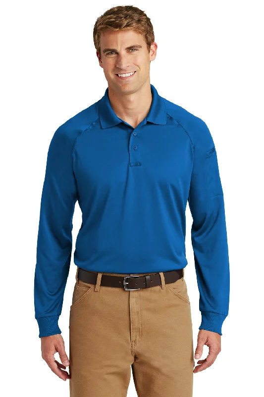 CornerStone Mens Select Tactical Moisture Wicking Long Sleeve Polo Shirt - Royal Blue