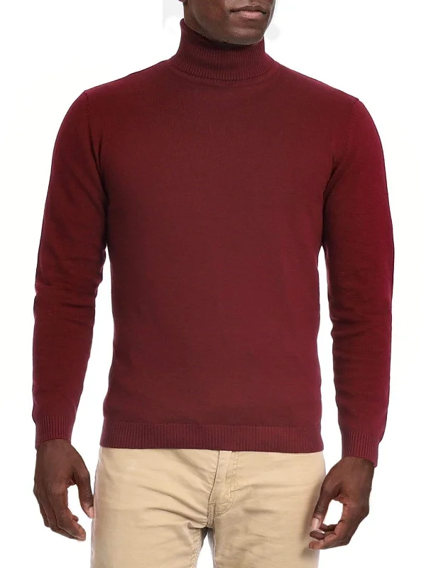 Arthur Black Men's Solid Burgundy Pullover Cotton Blend Turtleneck Sweater Shirt