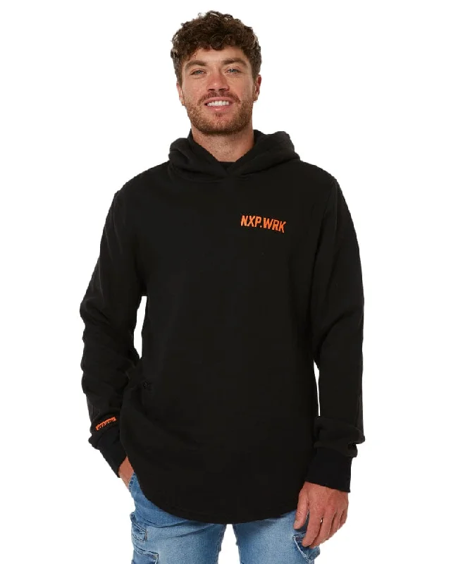 Blueprint Dual Curved Hoodie - Solid Black