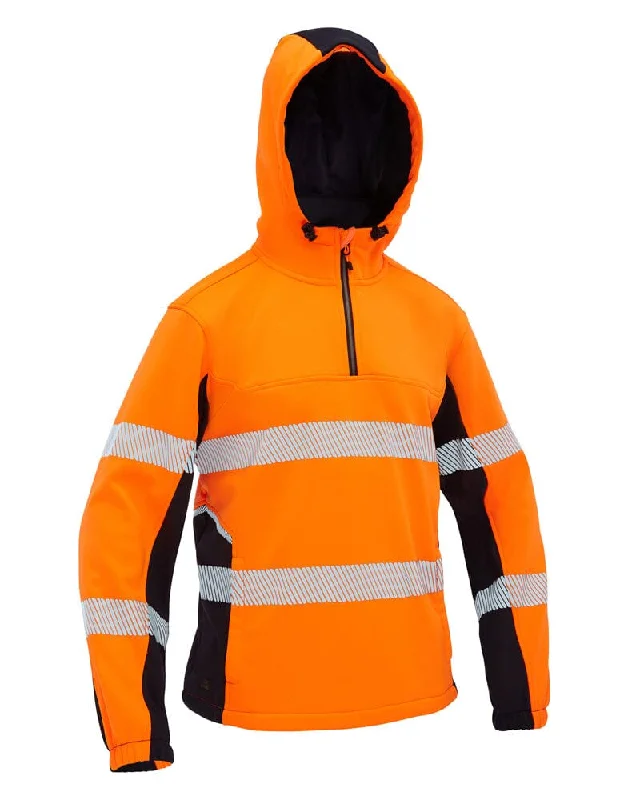 Flex and Move Hi Vis Taped Liquid Repellent Fleece Hoodie - Orange/Navy