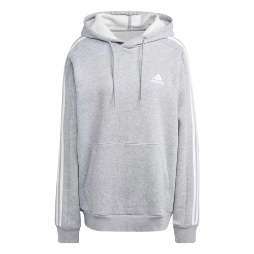 ADIDAS ESSENTIALS FLEECE 3-STRIPES HOODIE- MEN - GREY