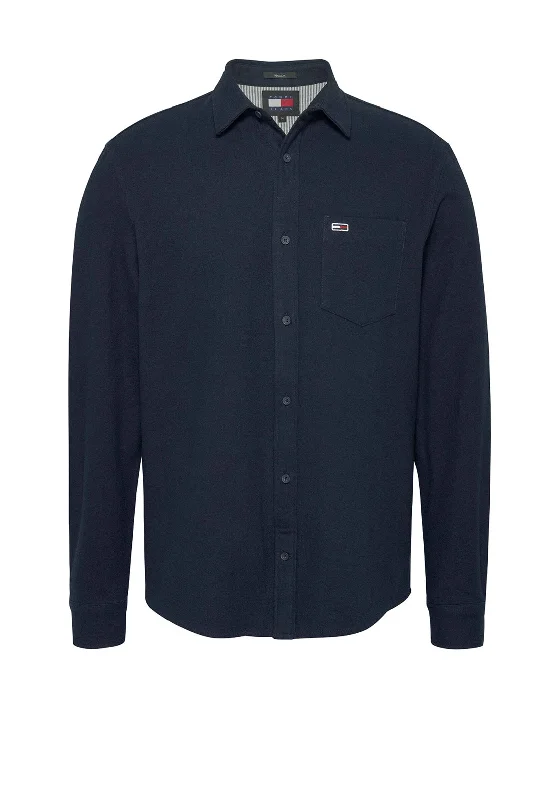 Tommy Jeans Flannel Plain Shirt, Dark Night Navy