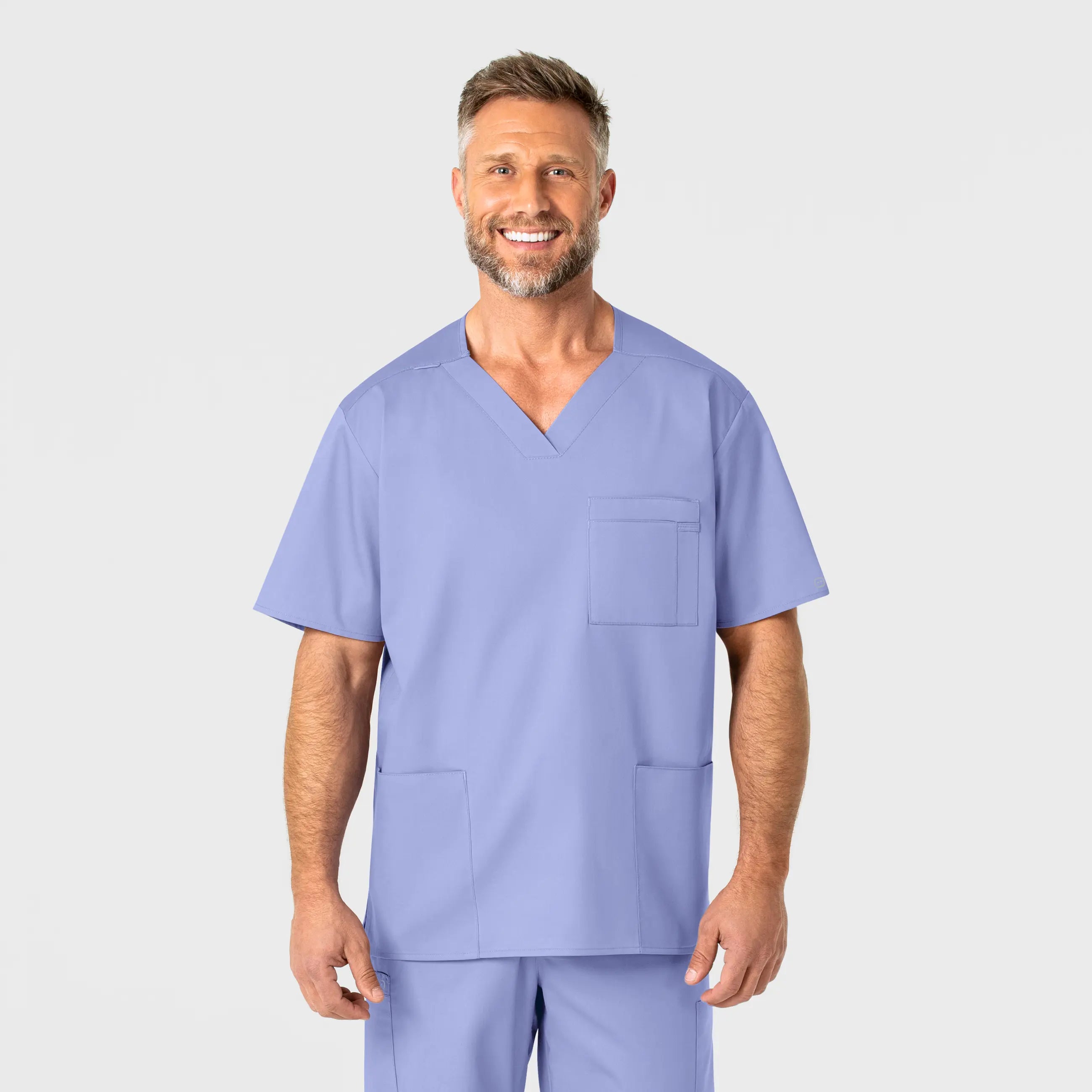 Wink Men's WonderWORK V-Neck Scrub Top - Ceil Blue