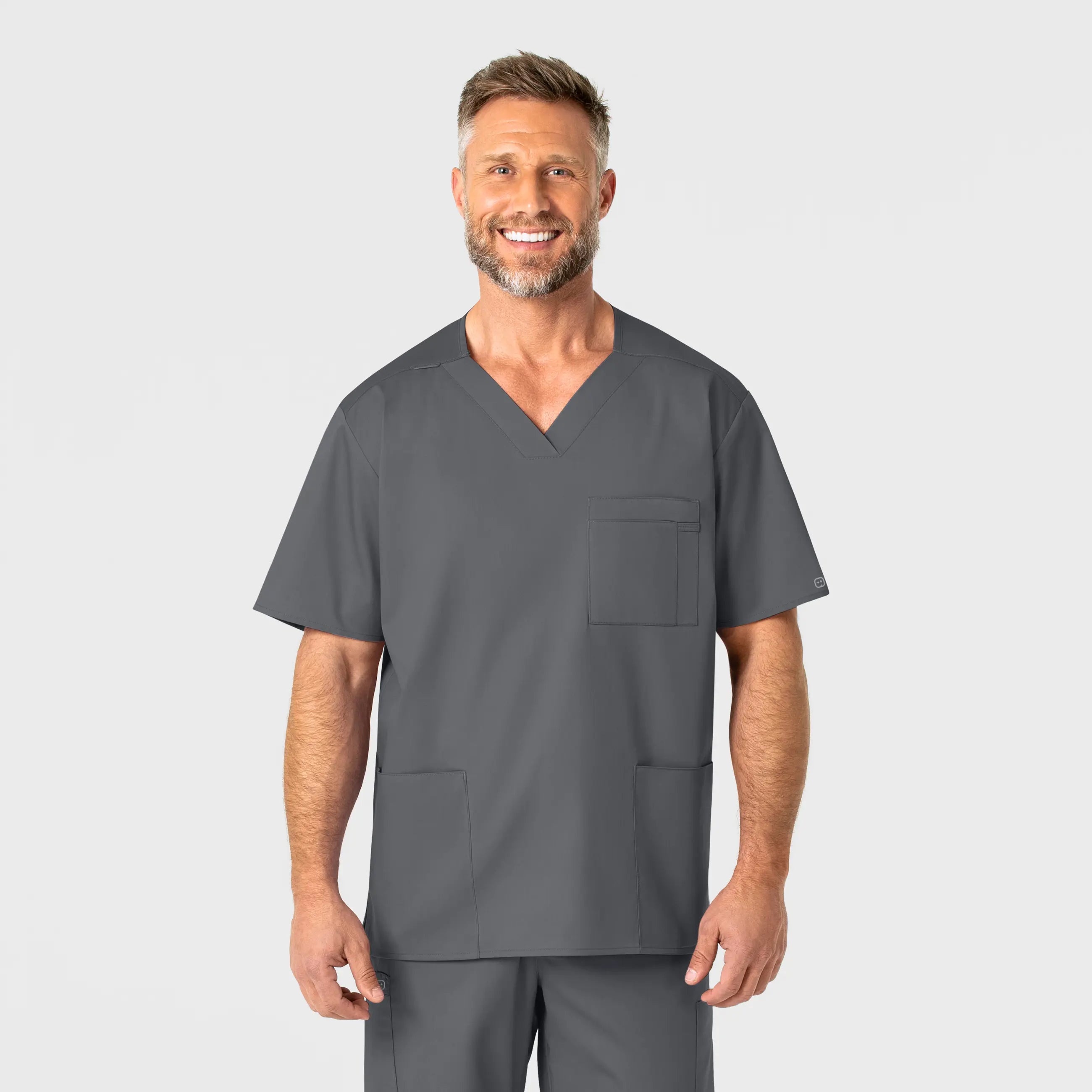 Wink Men's WonderWORK V-Neck Scrub Top - Pewter