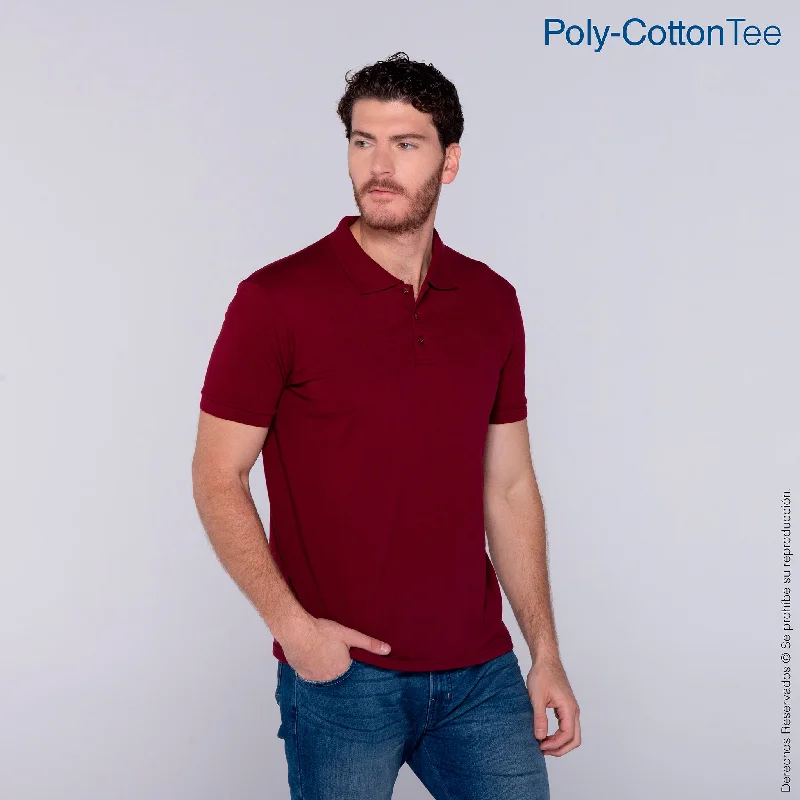 Playera Tipo Polo Piqué para Caballero · 50% Algodón 50% Poliéster · Color Marrón