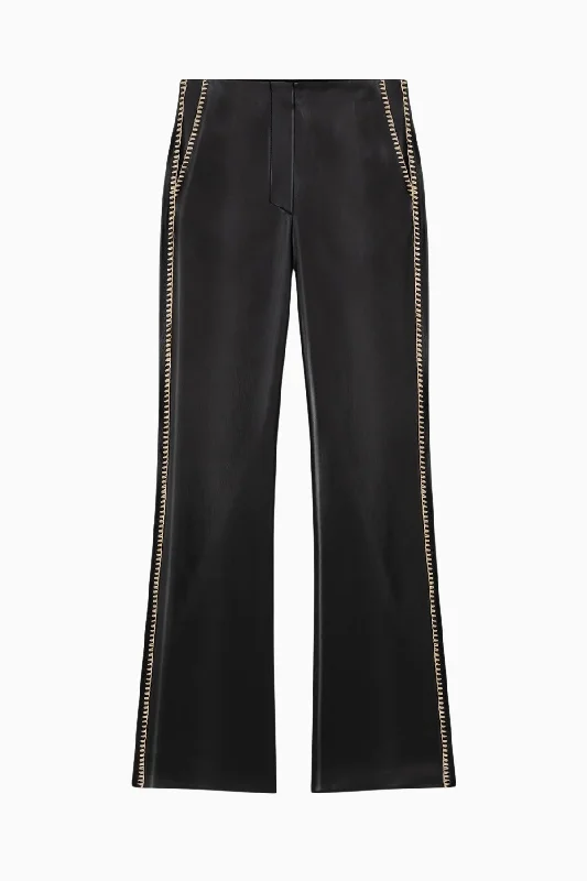 Weekend Discounts to Grab Nanushka Manola Vegan Leather Crochet Trim Pant - Black