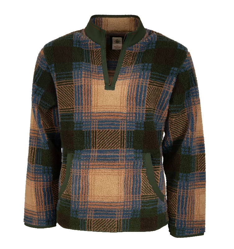 Ombre Plaid Zip Mock Sherpa Fleece