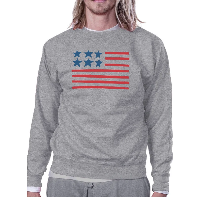 USA Flag Cute American Flag Design Sweatshirt Unisex Grey Fleece