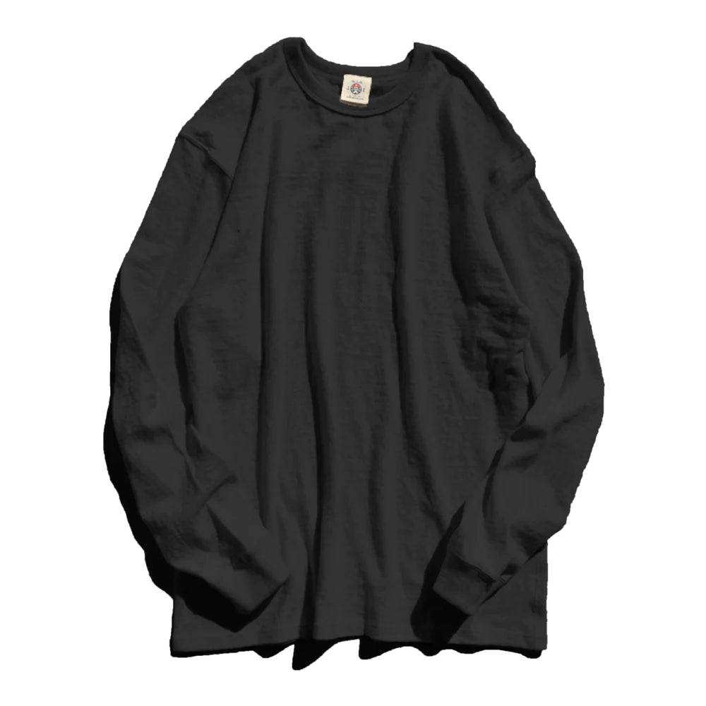 16oz Japanese Organic Cotton Long-Sleeve T-Shirt Hand-Dyed with Black Bean - Kuromame