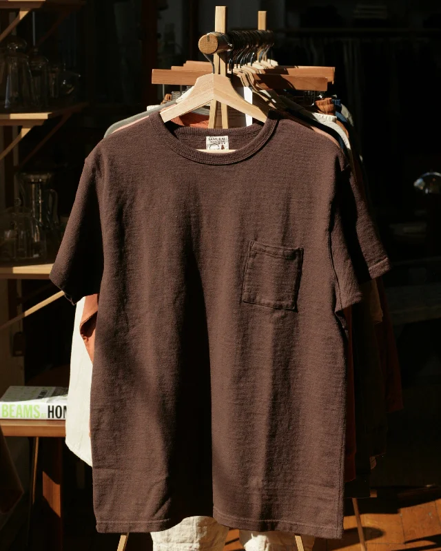 16oz Japanese Organic Cotton Pocket Tee Hand-Dyed with Chestnut - Dark Kuri