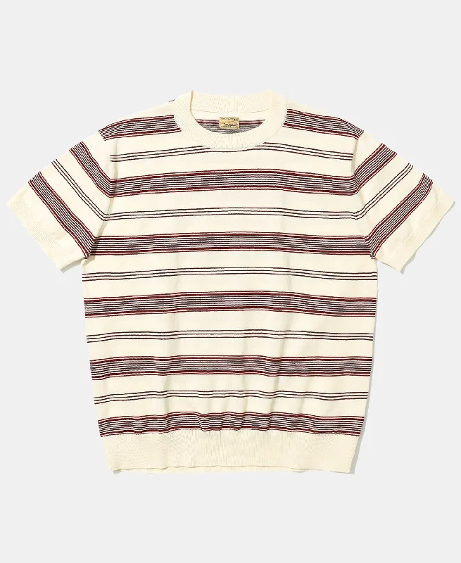 1950s Ribbed Striped Knit T-Shirt - White