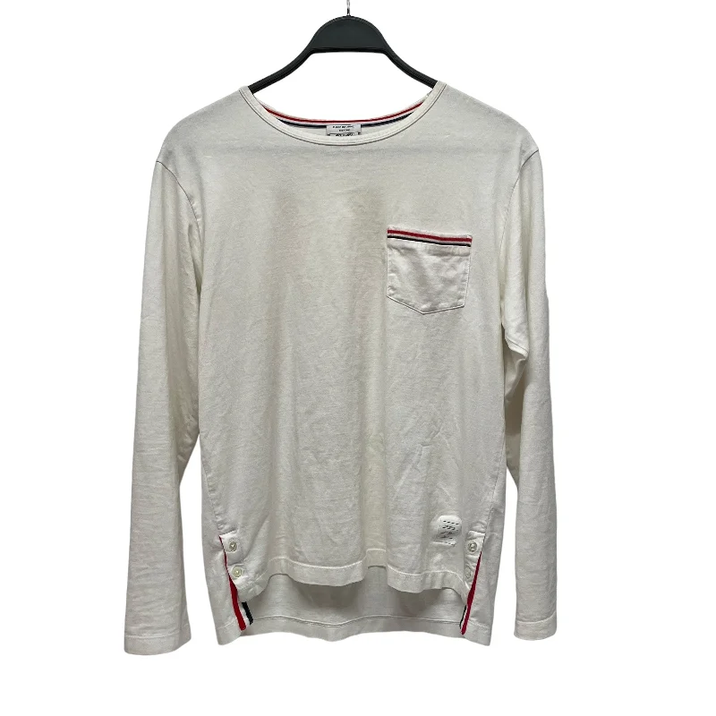 THOM BROWNE. NEW YORK/LS T-Shirt/2/Cotton/WHT/Long Sleeve Pocket Tee