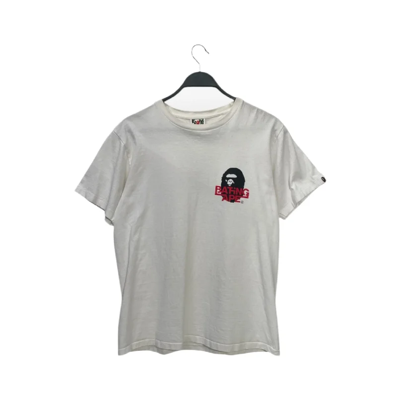 BAPE/T-Shirt/M/Cotton/WHT/Graphic/RED LOGO