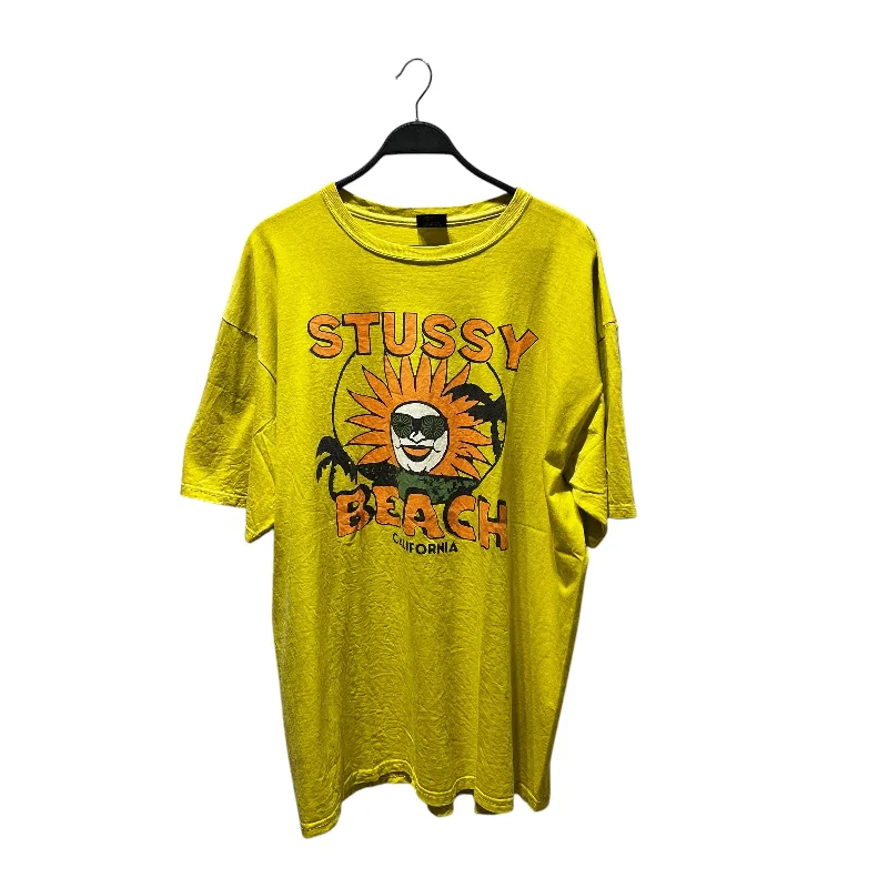 STUSSY/T-Shirt/Cotton/YEL/All Over Print/