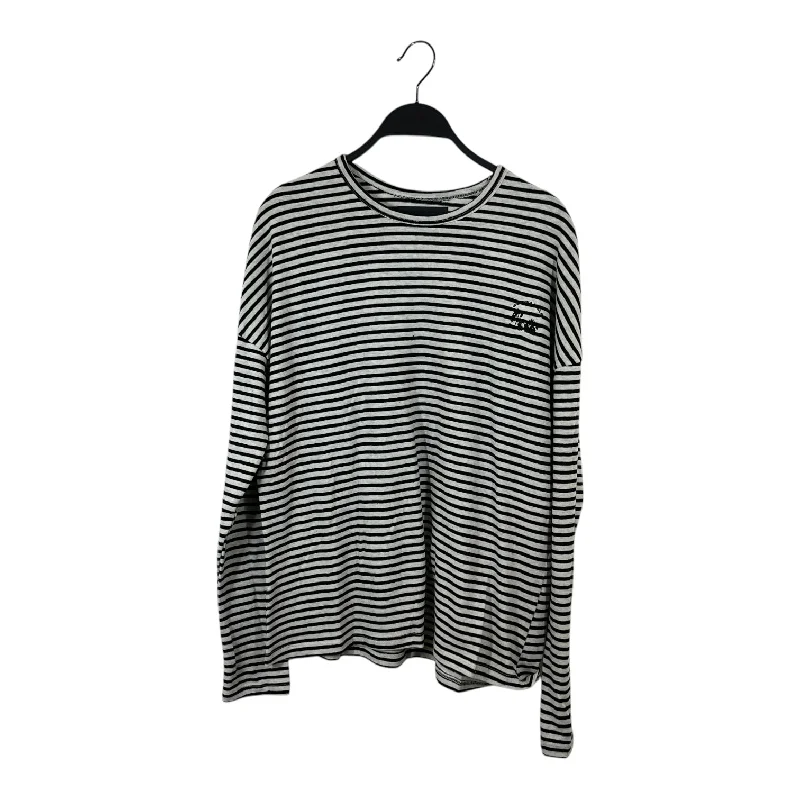 SIBERIA HILLS/LS T-Shirt/S/Cotton/WHT/Stripe/embroider shirt