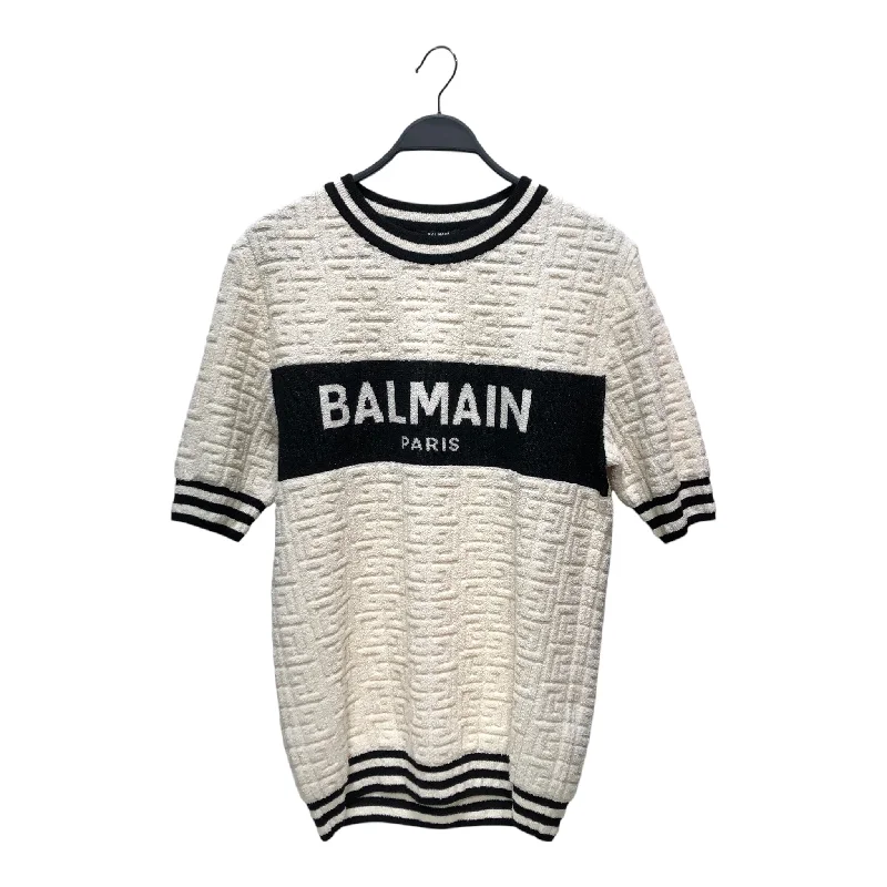 BALMAIN/T-Shirt/L/CRM/terry logo t shirt