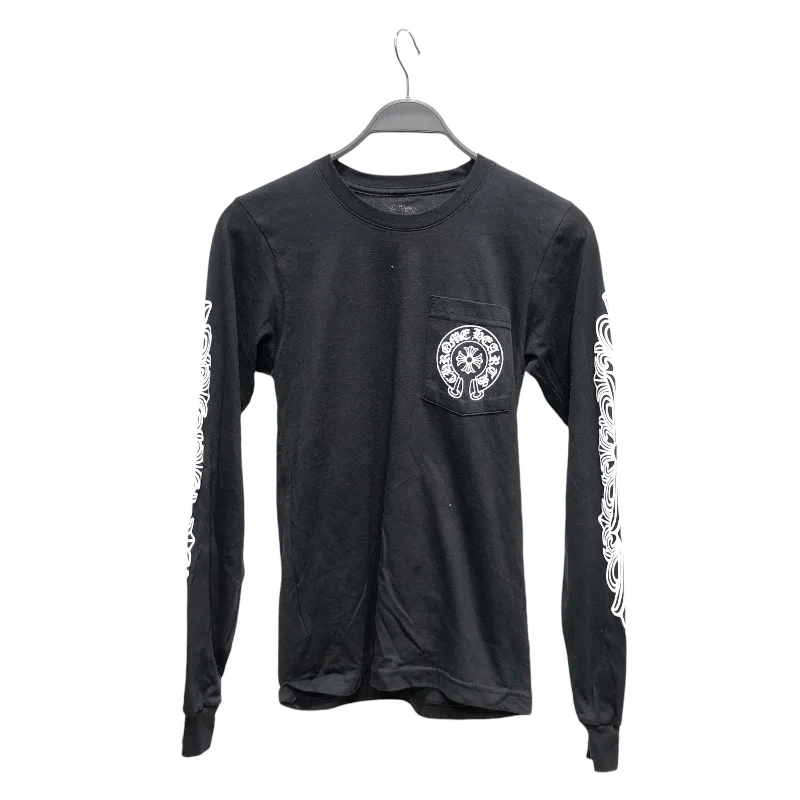 CHROME HEARTS/LS T-Shirt/XS/Cotton/BLK/Graphic/HORSESHOE BACK PRINT