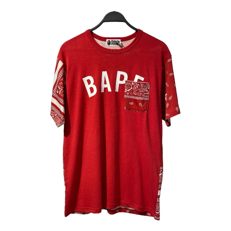 BAPE/T-Shirt/LG/Cotton/RED/Paisley/BANDANA TEE