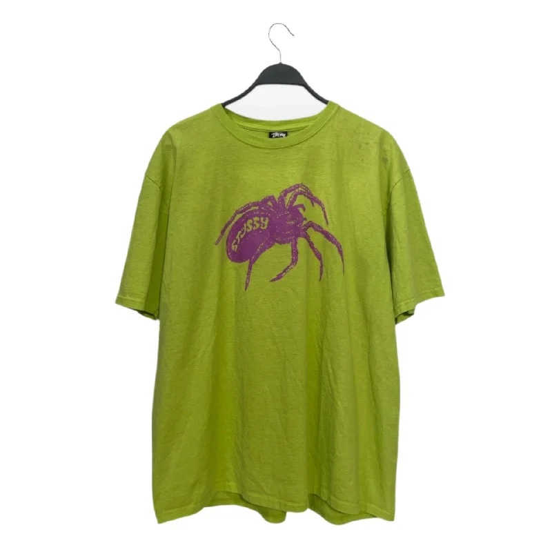 STUSSY/T-Shirt/XL/Cotton/GRN/Graphic/purp spider