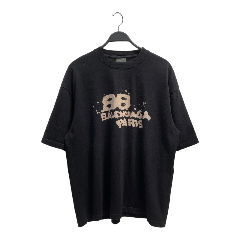 BALENCIAGA/T-Shirt/XL/Cotton/BLK/SS23 Double D Graffiti Tee