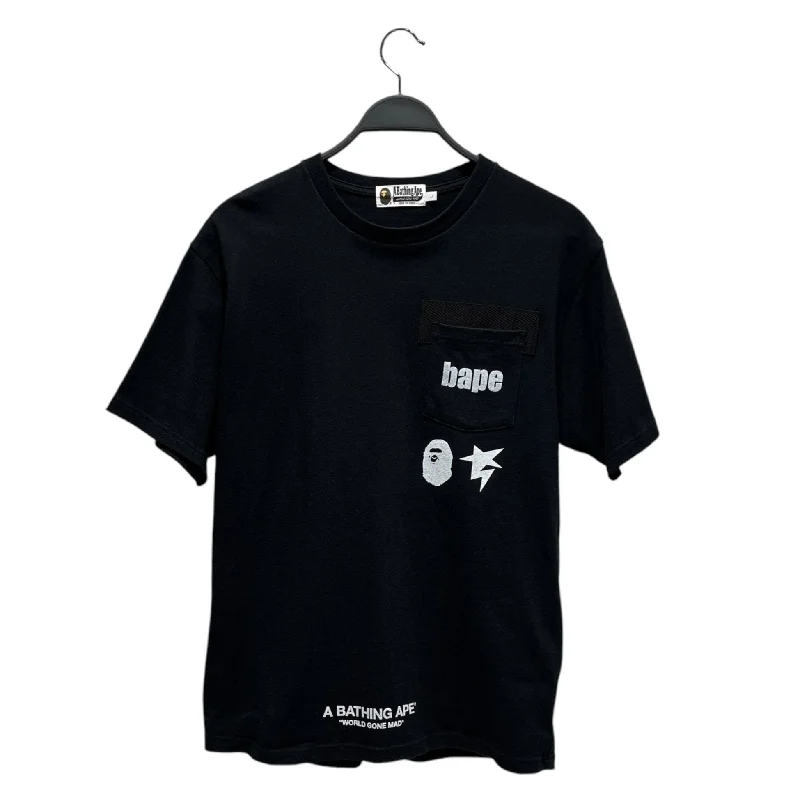 BAPE/T-Shirt/L/Cotton/BLK/Millitary Heacy Pocket Tee