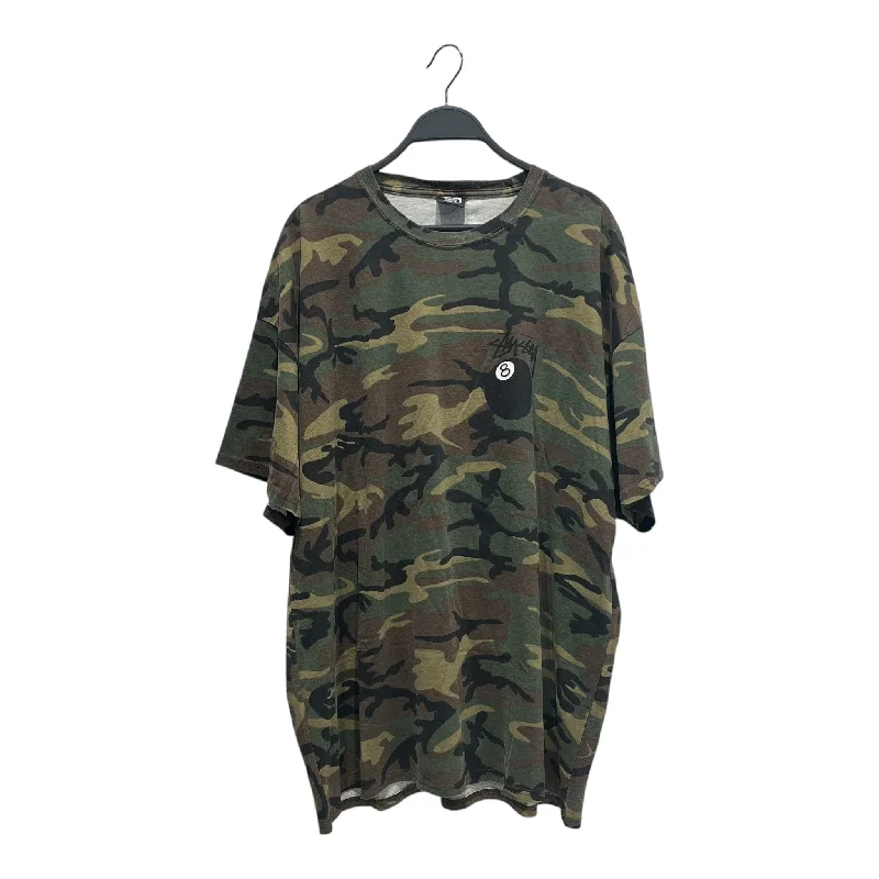 STUSSY/T-Shirt/XL/Cotton/GRN/CAMO 8 BALL