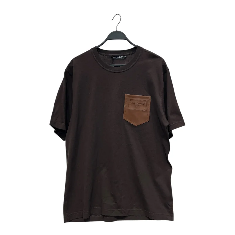 DOLCE&GABBANA/3|4S Cut & Sew/52/Cotton/BRW/LEATHER POCKET T-SHIRT