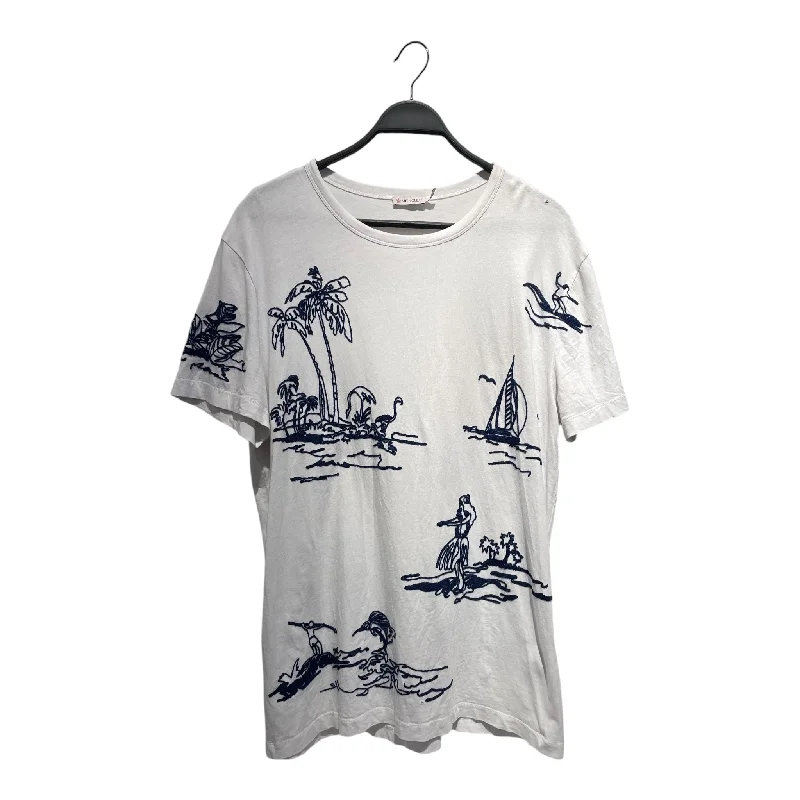 MONCLER/T-Shirt/L/Cotton/WHT/All Over Print/