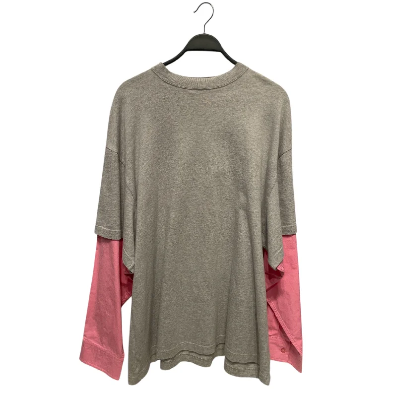 BALENCIAGA/LS T-Shirt/M/Cotton/GRY/Layered Pink Sleeves