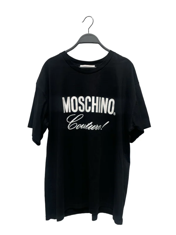 MOSCHINO/T-Shirt/L/Cotton/BLK/High Neck/Graphic/Moschino Couture Milano