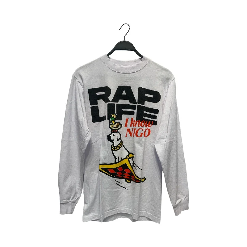 HUMAN MADE/LS T-Shirt/M/Cotton/WHT/Graphic/I Know Nigo Rap Life