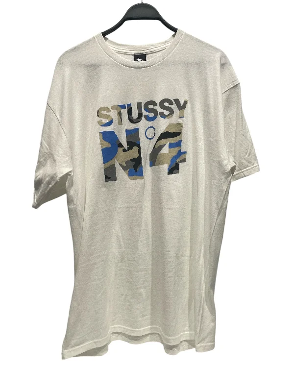 STUSSY/T-Shirt/L/Cotton/WHT/Camouflage/NUMBER 4