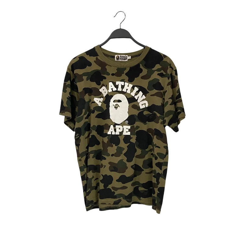 A BATHING APE/T-Shirt/L/Cotton/GRN/Camouflage/College Tee