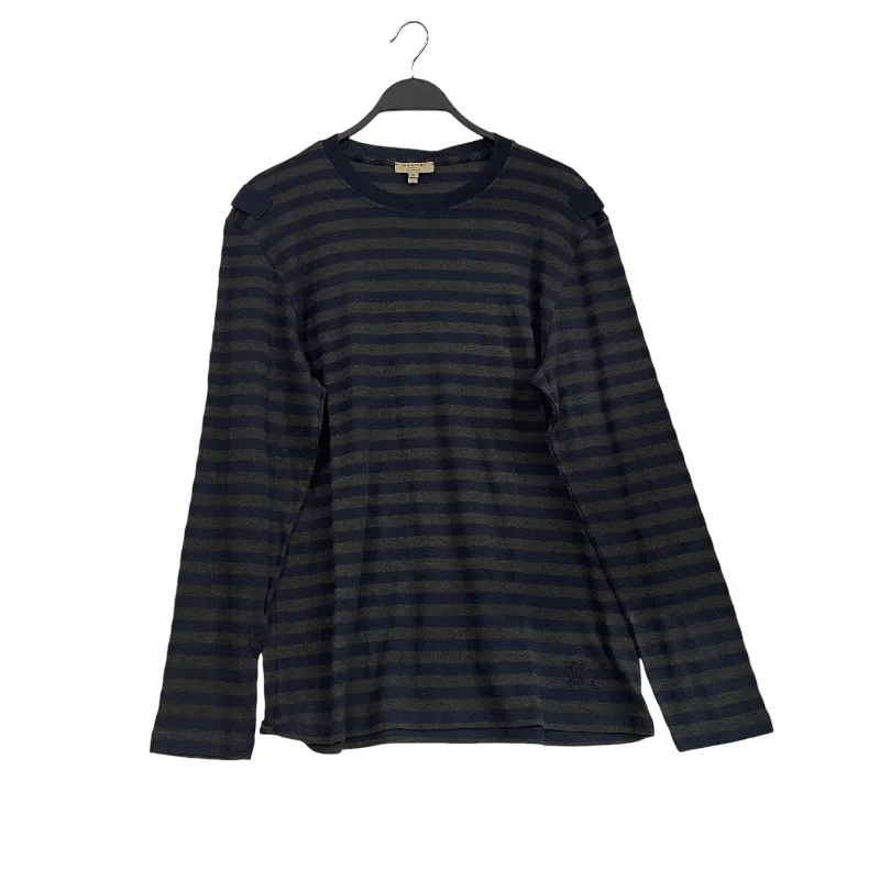 BURBERRY LONDON/LS T-Shirt/L/Wool/NVY/Stripe/SLIM FIT