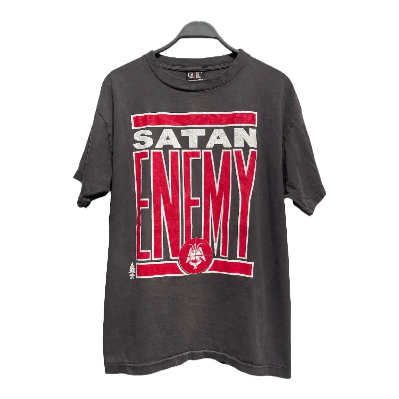 SAINT MICHAEL/T-Shirt/L/Cotton/GRY/Graphic/SATAN ENEMY