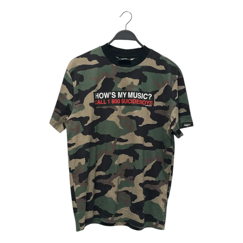 G59/T-Shirt/XL/Cotton/GRN/Camouflage/HOWS MY MUSIC?