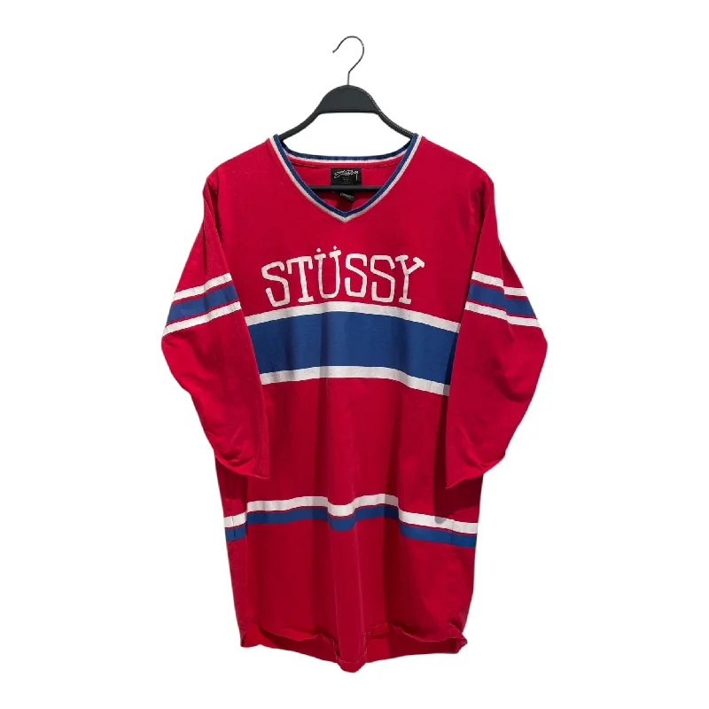 STUSSY/3|4S Cut & Sew/L/Cotton/RED/