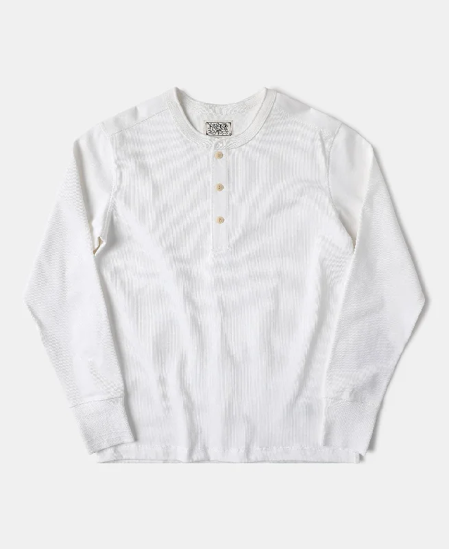 Vintage Long Sleeve Henley Shirt - White