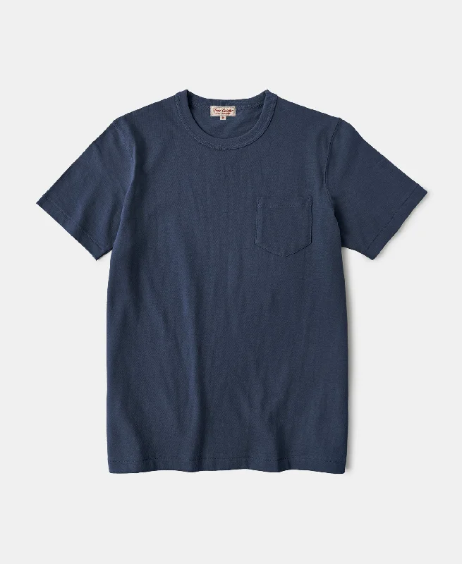 7.4 oz Slub Cotton Loopwheel Tubular Pocket T-Shirt - Navy