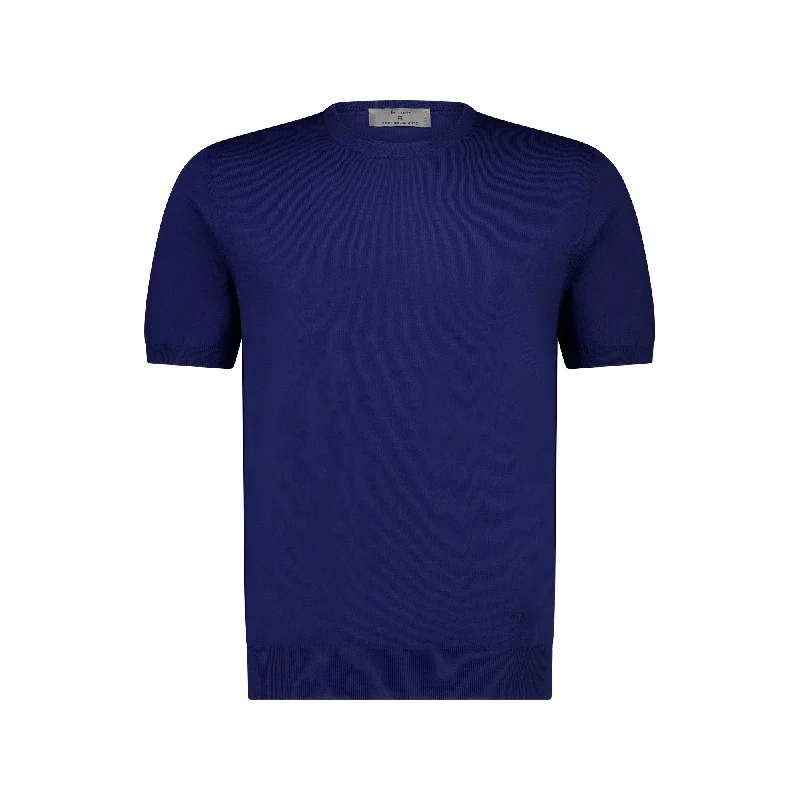 MCKINNON x FERRANTE Knitted Top Short Sleeve NAVY