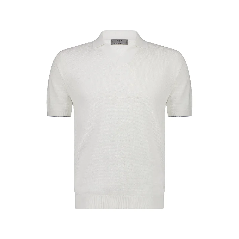 MCKINNON x FERRANTE Short Sleeve Buttonless Polo in WHITE