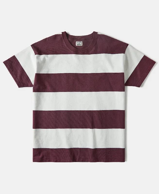 Lot 104 Heavyweight Wide Border T-Shirt - Burgundy/White