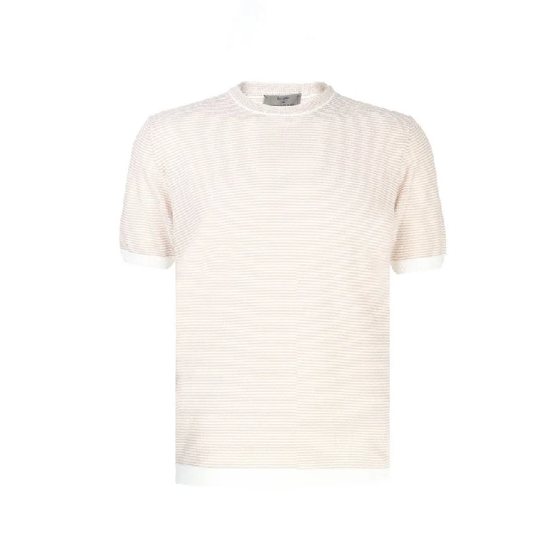 McKINNON & CO X FERRANTE Cotton Crew Neck Stripe T-Shirt BEIGE/WHITE